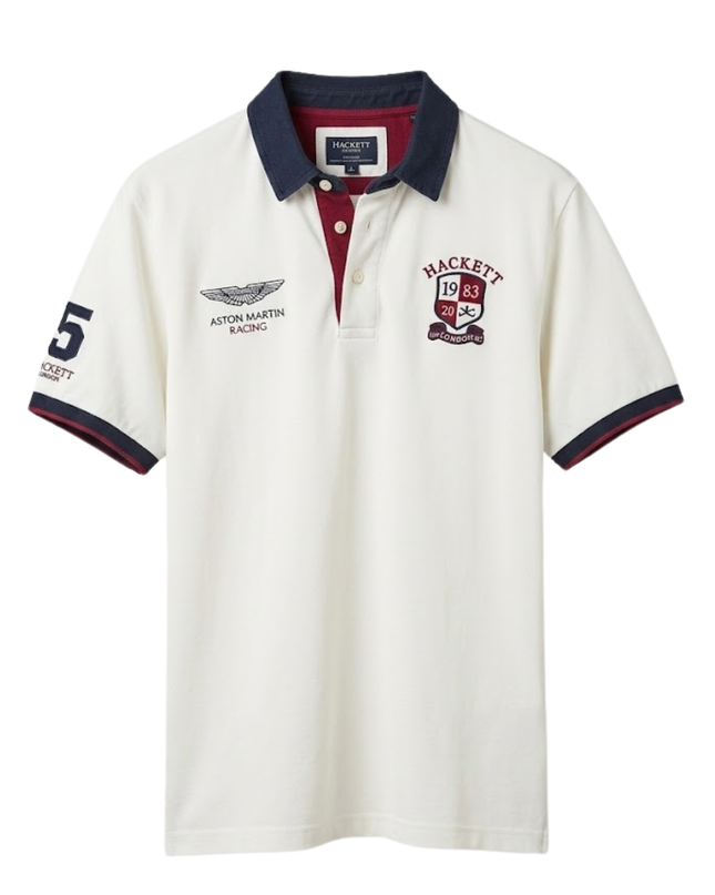 Hackett White Aston Martin Racing Rugby Polo Shirt
