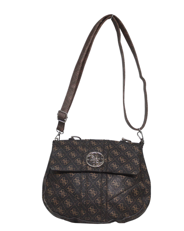Guess Brown Signature Logo Crossbody Bag