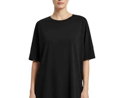 Choice Black Relaxed Fit Short Sleeve Viscose Top