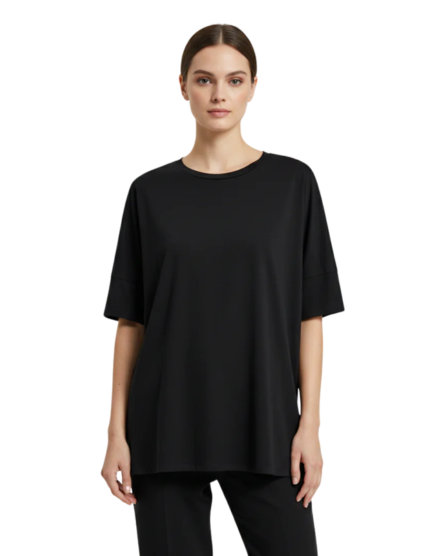 Choice Black Relaxed Fit Short Sleeve Viscose Top