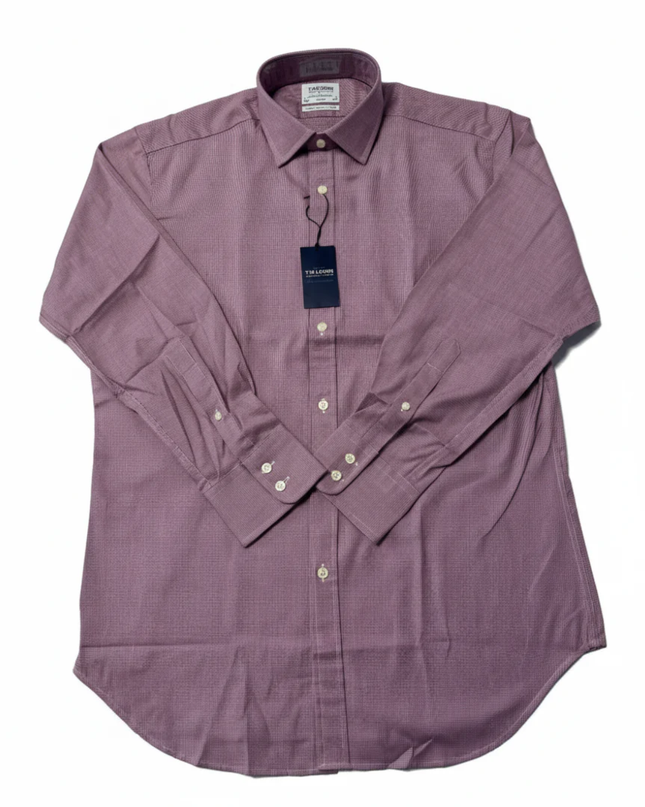T.M. Lewin Burgundy Slim Fit Easy-Iron Cotton Dress Shirt W/TAG