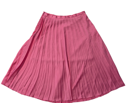 Reserved Pink Pleated Satin-Finish Midi Skirt