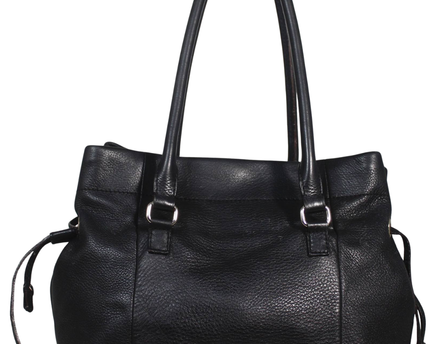 Kate Spade Black Pebbled Leather Drawstring Tote Bag
