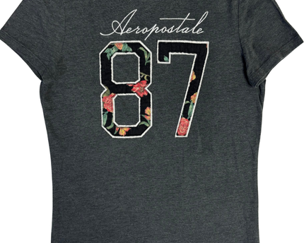 Aeropostale Grey Floral 87 Graphic Tee