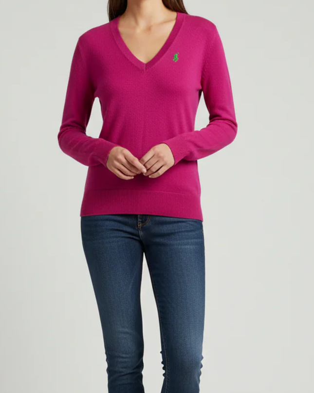 Ralph Lauren Golf Pink Merino Wool V-Neck Sweater