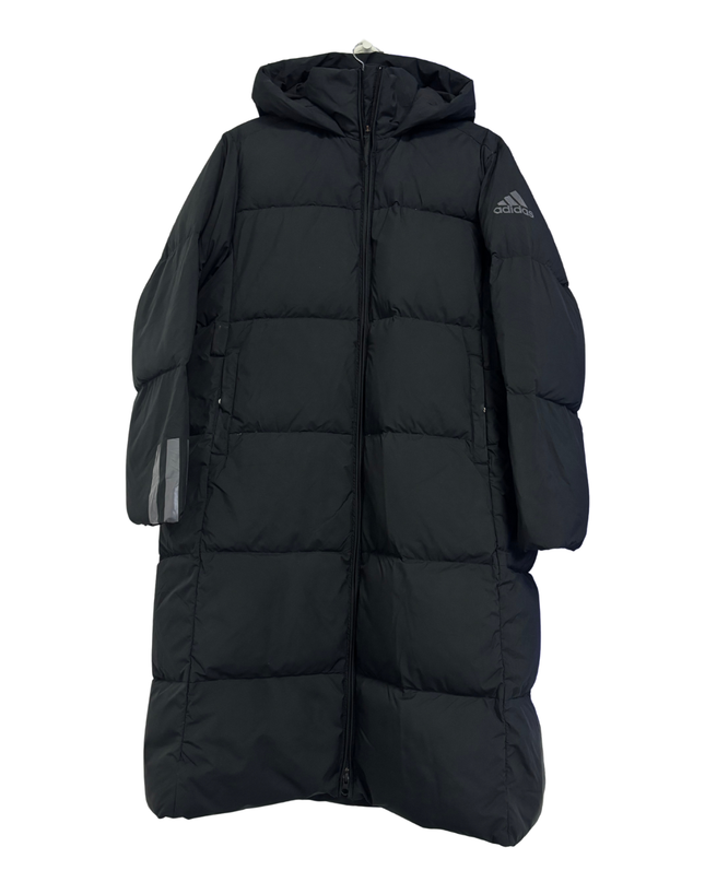 adidas Black Longline Puffer Down Hooded Jacket