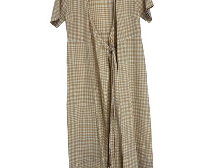 M&S Collection Beige Gingham Wrap Midi Dress
