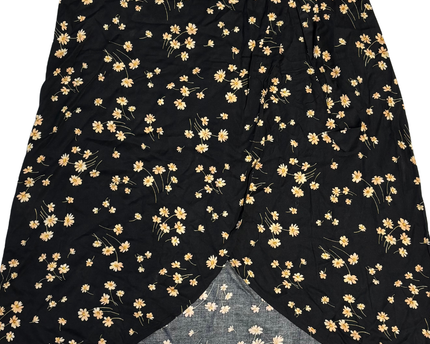 American Eagle Black Floral Wrap Midi Skirt