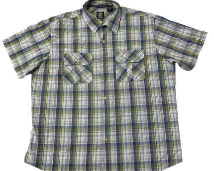 Timberland Green/Blue Plaid Short Sleeve Button-Down Shirt