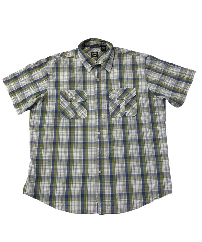 Timberland Green/Blue Plaid Short Sleeve Button-Down Shirt