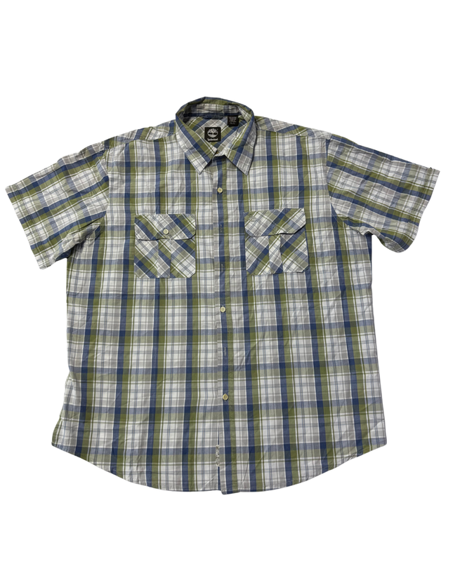 Timberland Green/Blue Plaid Short Sleeve Button-Down Shirt
