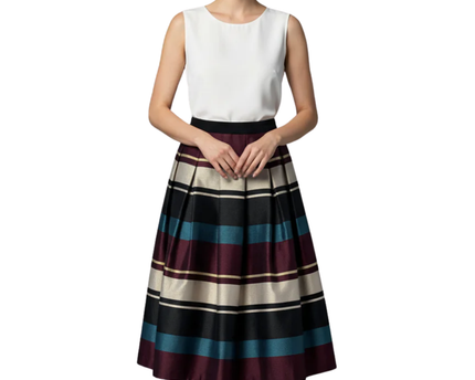 Ted Baker Multicolor Striped Pleated Midi Skirt