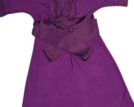 H&M Purple V-Neck Satin Trim Dress