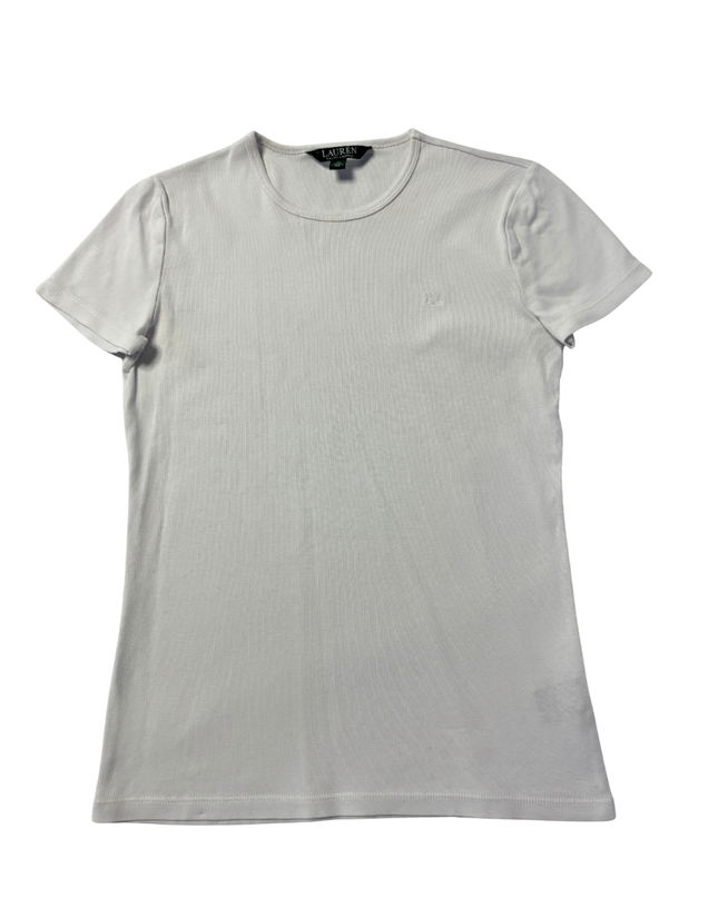 Ralph Lauren White Ribbed Crew Neck T-Shirt