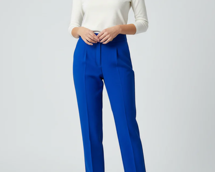 Zara High-Waisted Blue with Button Detail Tapered Trousers