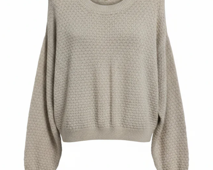 Hollister Beige Pointelle Knit Cropped Sweater