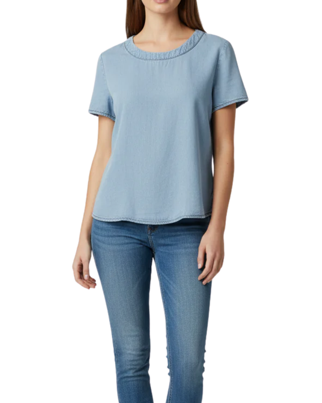 Lee Cooper Light Blue Short Sleeve Lyocell Top