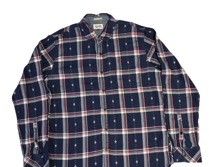 Hilfiger Denim Navy Blue Plaid Long Sleeve Button-Down Shirt