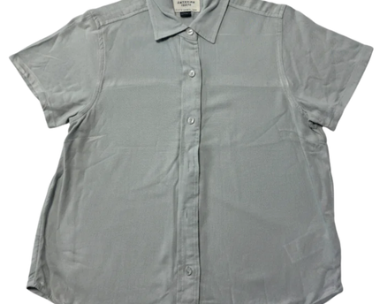 American Eagle Light Blue Linen Blend Short Sleeve Button Down Shirt