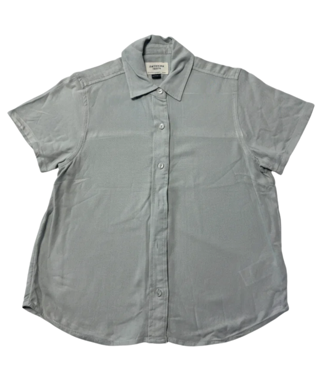 American Eagle Light Blue Linen Blend Short Sleeve Button Down Shirt
