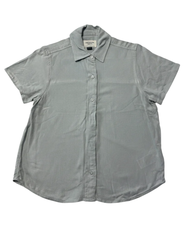 American Eagle Light Blue Linen Blend Short Sleeve Button Down Shirt