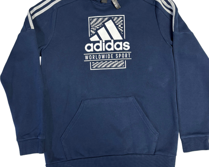 Adidas Navy Blue Graphic Worldwide Sport Hoodie