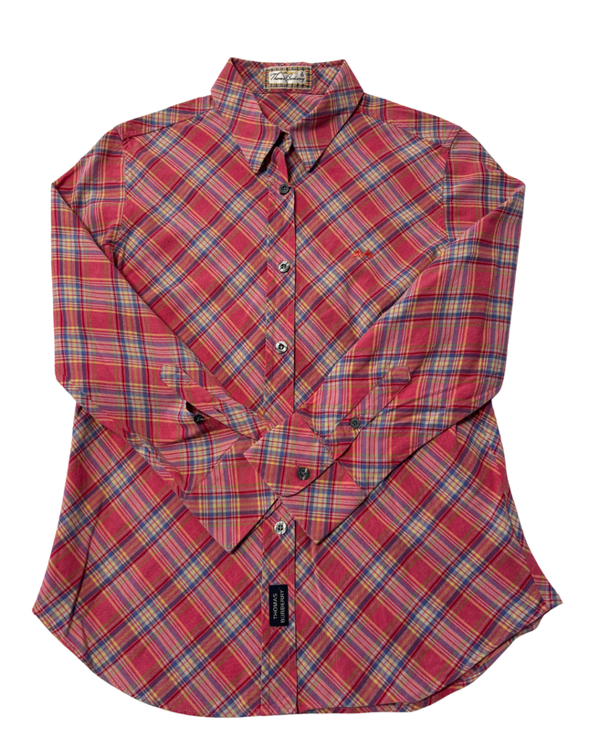 Thomas Burberry Pink Plaid Long Sleeve Button-Down Shirt