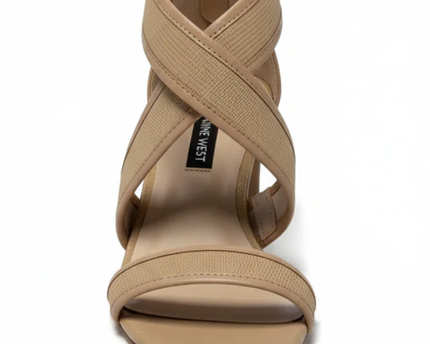 Nine West Beige Pearlita Strappy Block Heels