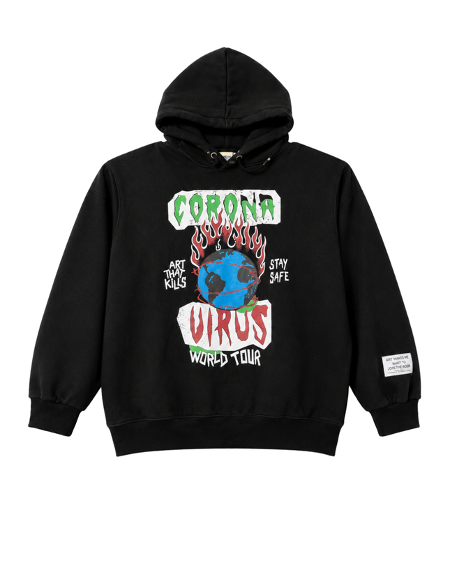 Gallery Dept. Black Corona Virus World Tour Graphic Hoodie