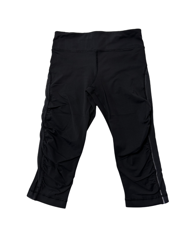 Lululemon Black Ruched Mesh Cropped Leggings