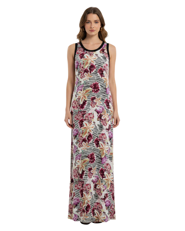 GUESS Multi/Floral/Zebra Sleeveless Maxi Dress
