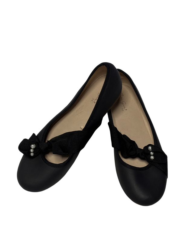 Zara Black Pearl Bow Ballerina Flats