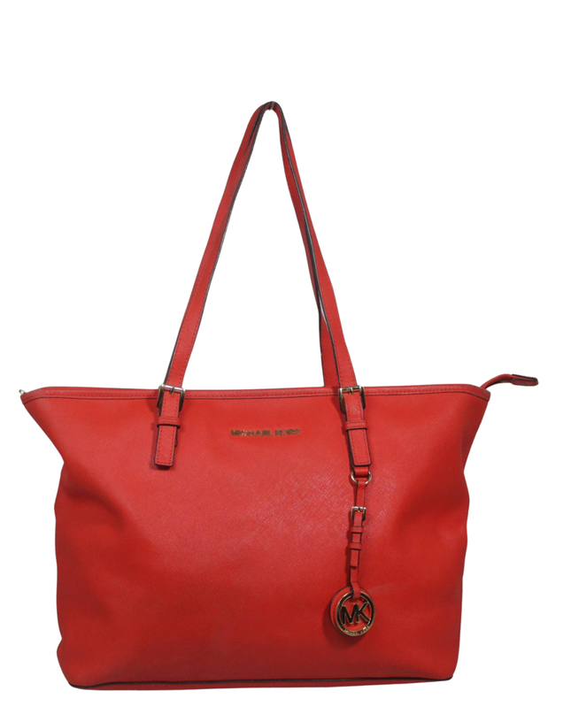 Michael Kors Red Saffiano Leather Tote Bag