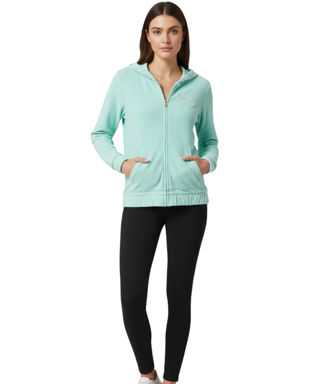 Juicy Couture Mint Green Terry Cloth Zip-Up Hoodie