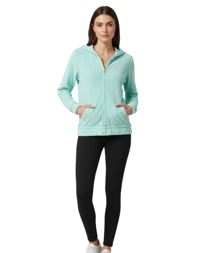 Juicy Couture Mint Green Terry Cloth Zip-Up Hoodie