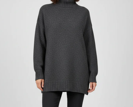 H&M Dark Grey Mock Neck Oversized Knit Sweater