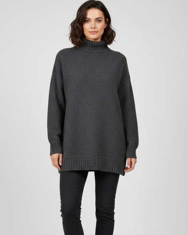 H&M Dark Grey Mock Neck Oversized Knit Sweater