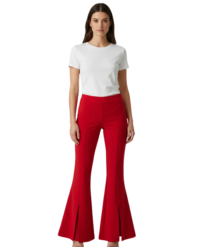 INC International Concepts Vibrant Red Dramatic Flare Leg Pants