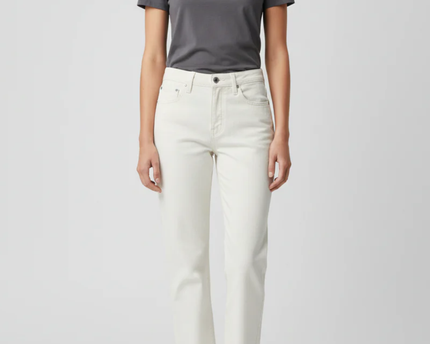 Zara White Straight Leg Frayed Hem Jeans