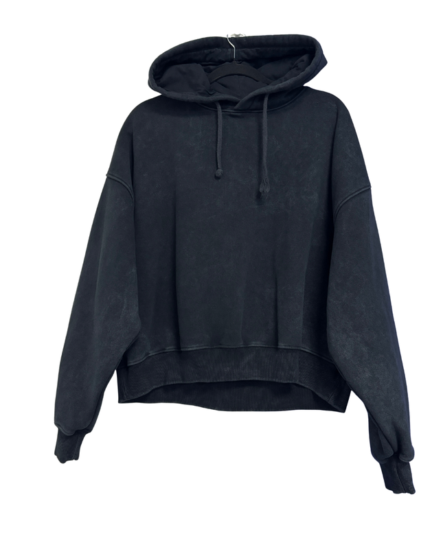 Topshop Black Acid Wash Oversized Hoodie