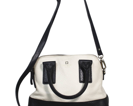 Kate Spade White/Black Pebbled Leather Satchel Bag
