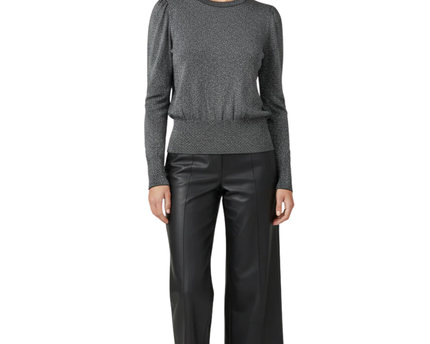 H&M Grey Shimmer Puffed Shoulder Sweater