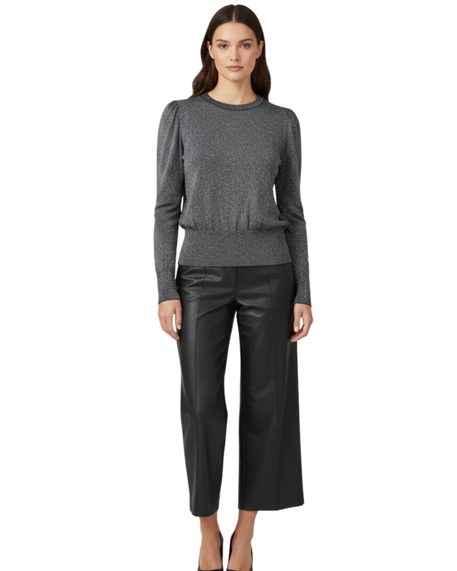 H&M Grey Shimmer Puffed Shoulder Sweater