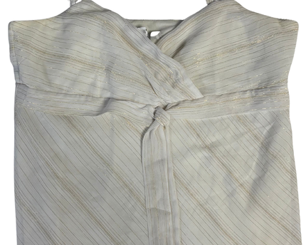 H&M White Metallic Stripe Tie-Front Cami Top