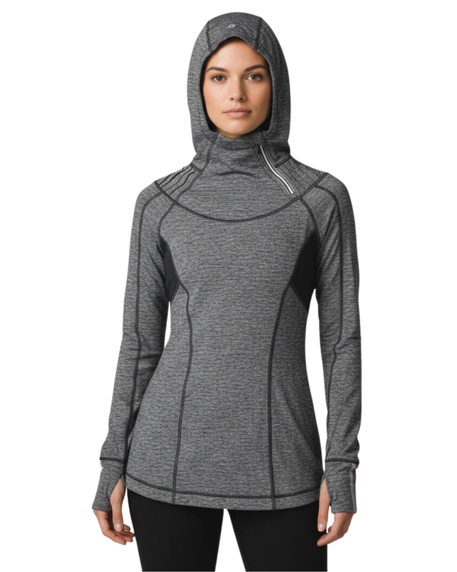 Lululemon Grey Heathered Asymmetrical Zip Running Hoodie