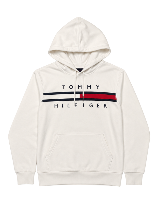 Tommy Hilfiger White Graphic Logo Pullover Hoodie