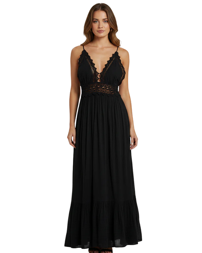 Denim & Supply Ralph Lauren Black Crochet Lace Maxi Dress