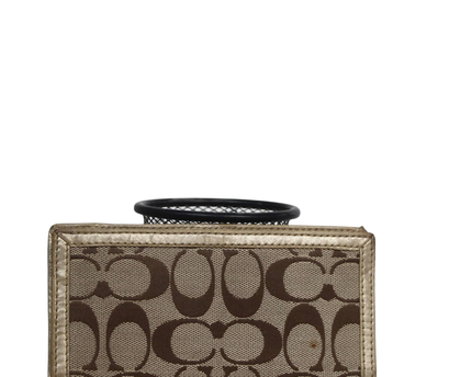 Coach Brown/Gold Signature Monogram Trifold Wallet