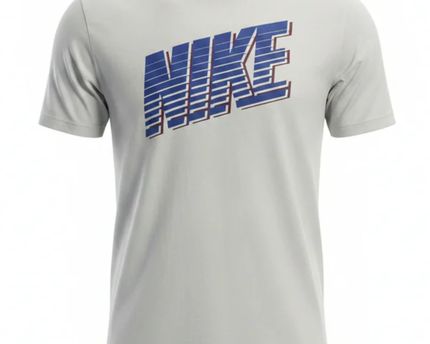 Nike Light Gray Striped Logo T-Shirt