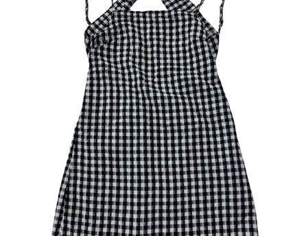 American Eagle Black and White Checkered Halter Neck Mini Dress